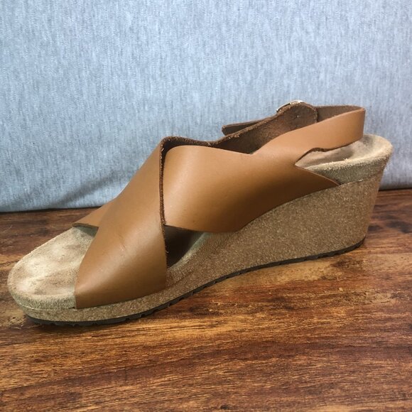 Papillio 40 US 9 Birkenstock Samira Ring Buckle Brown Wedge Sandals Slingback - Picture 8 of 10